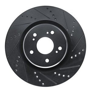 Acura RDX Brake Rotor (1) - Front Right - R1 Concepts - Drilled & Slotted - Black - `19-`25